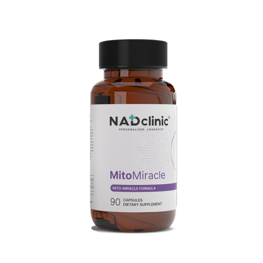 Optima Max - Mito Miracle Stimule la biogenèse mitochondriale, favorise un vieillissement sain et la longévité, encourage la production de glutathion.